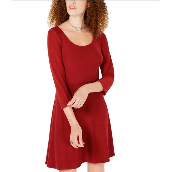 Womens 3/4 Sleeves Scoop Neck Casual Dress - Picture 1 of 6